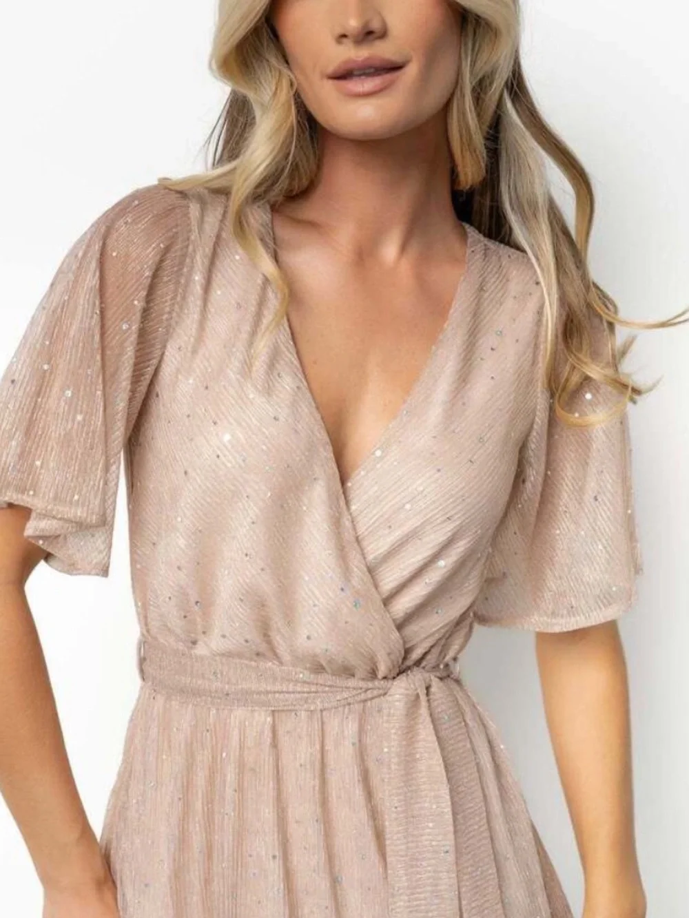 Baltic Born Grace Sparkle Gown Champagne Sequin Maxi Dress XXXL